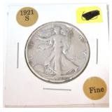 1921-S walking Liberty half, F