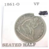 1861-O seated Liberty half VF