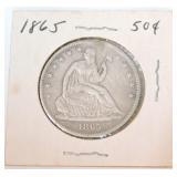 1865 seated Liberty half