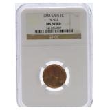 1938-S/S/S Lincoln cent NGC MS67RD
