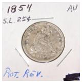 1854 seated Liberty quarter AU