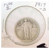 1917-D Ty 2 standing Liberty quarter