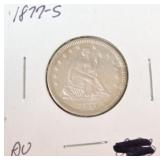 1877-S seated Liberty quarter AU