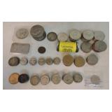 US coin lot: 2 - 1 oz silver bar/round, 10 Ikes,