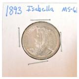 1893 Isabella quarter MS61