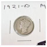 1921-D Mercury dime AG