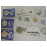 US coin lot: 3 silver Eagles, 2 Peace dollars,
