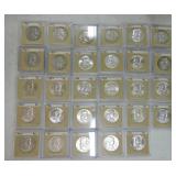 Lot of 29 Franklin halves, many BU