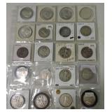 Page of 11 walking Liberty and 21 Franklin halves