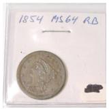 1854 half cent MS64RB