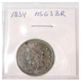 1834 half cent MS63BR