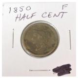 1850 half cent F