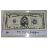 1934 $5 silver certificate, CU