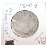 1840-O seated Liberty half  VG