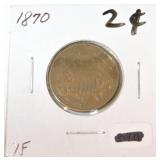 1870 Two cent, XF