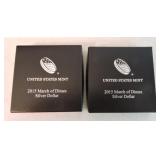 Lot of 2 - 2015 March of Dimes silver dolllars,