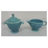 Vintage Fiesta cream & sugar, turquoise