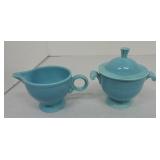 Vintage Fiesta cream & sugar, turquoise
