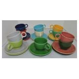 Vintage Fiesta cup & saucer group,