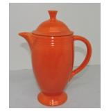 Vintage Fiesta coffee pot, red, lid repair