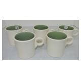 Vintage Fiesta lot of 5 mugs, white with green