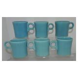 Vintage Fiesta mug group, 6 turquoise
