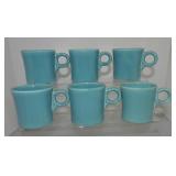 Vintage Fiesta mug group, 6 turquoise