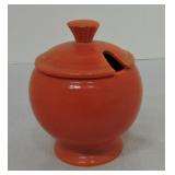 Vintage Fiesta marmalade, red, rim repair to lid
