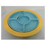 Vintage Fiesta relish tray, rim nick to tray