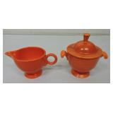 Vintage Fiesta cream & sugar, red