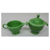 Vintage Fiesta cream & sugar, medium green