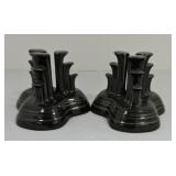Fiesta Post 86 pair of pyramid candle sticks,