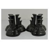 Fiesta Post 86 pair of pyramid candle sticks,