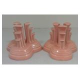 Fiesta Post 86 pair of pyramid candle sticks,