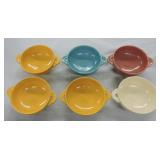 Vintage Fiesta cream soup group, 6 mixed