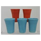 Vintage Fiesta water tumbler group, 2 red,