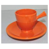 Vintage Fiesta demitasse cup & saucer, red