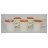 Vintage Fiesta lot of 5 mugs, white with rose
