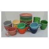 Vintage Fiesta cup & saucer group,