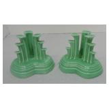 Vintage Fiesta pair of tripod candle holders,