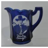 Hopalong Cassidy cobalt glass creamer, 3 3/4"