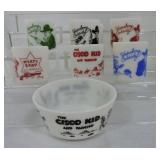 Lot of 6 milk glass mugs: 4 - Hopalong Cassidy,