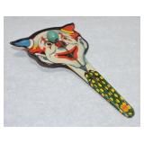 U.S. Metal Toy Mfg Co clown noise maker, 8"