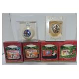 Hallmark and other lot of 6 Christmas ornaments: