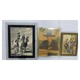 Lot of 3 framed pictures: Lone Ranger,