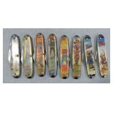 Lot of 8 pocket knives with Western Heroes