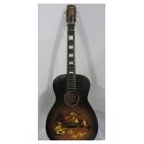Roy Rogers guitar, wood, split to back, 36"