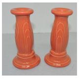 Fiesta Post 86 pair of tapered candle sticks,