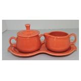 Fiesta Post 86 cream, sugar, and tray set,