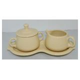 Fiesta Post 86 cream, sugar, and tray set,